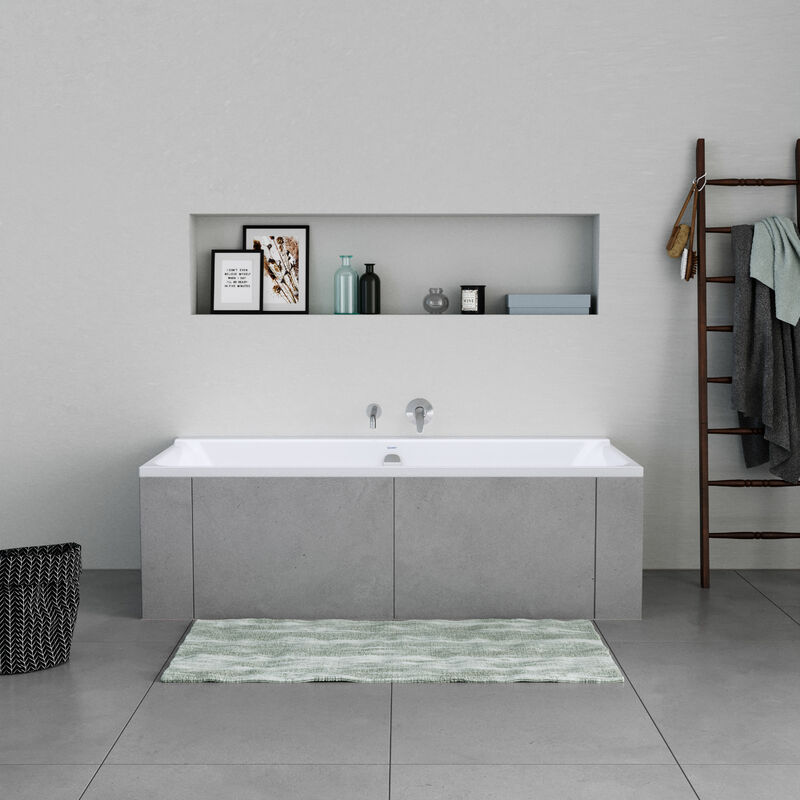Duravit - Baignoire murale en acrylique rectangulaire à encastrer, 2 dossiers inclinés, 2 places - 180x80x49,5cm - Blanc brillant - P3