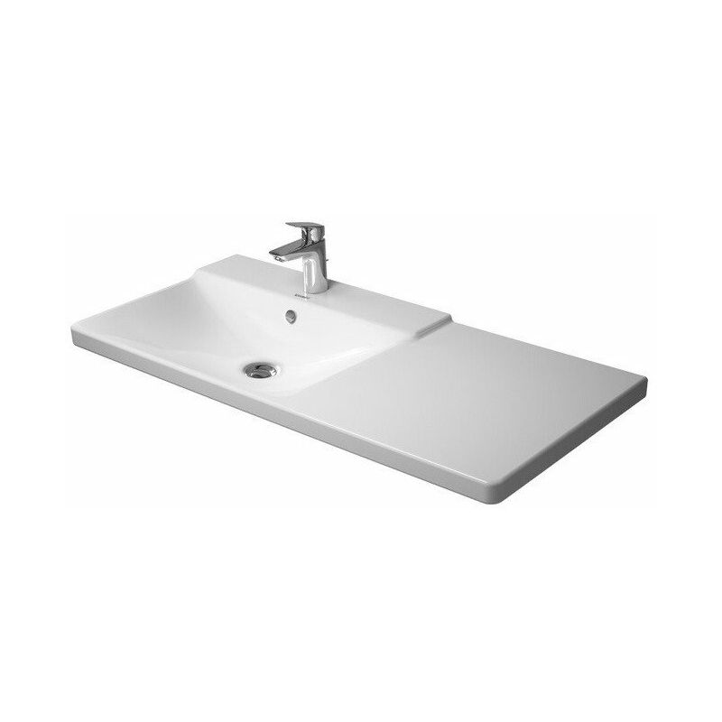 

P3 Comforts mueble lavabo lavabo izquierdo con plataforma para grifo rebosadero 1050x500mm sin orificio para grifería blanco - Duravit