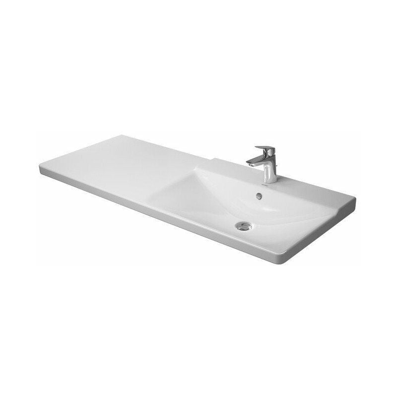 

P3 Comforts mueble lavabo lavabo recto con plataforma para grifo rebosadero 1250x500mm sin orificio para grifería blanco - Duravit