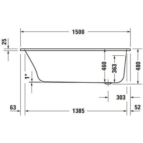 Duravit Quatego Whirlwanne, Einbauversion, 1 Rückenschräge,