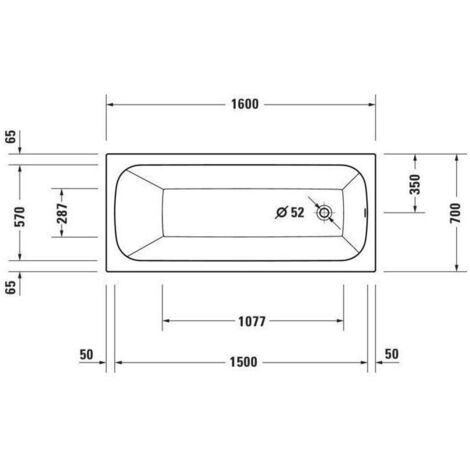 Duravit Quatego Whirlwanne, Einbauversion, 1 Rückenschräge,