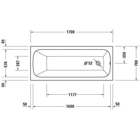 Duravit Quatego Whirlwanne, Einbauversion, 1 Rückenschräge,