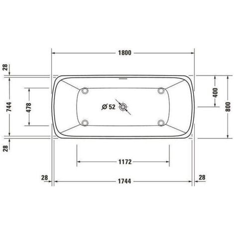 Duravit Quatego Whirlwanne, freistehend, 2 Rückenschrägen,