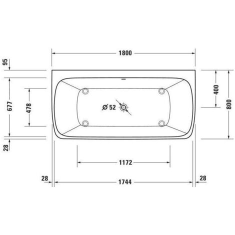 Duravit Quatego Whirlwanne, Vorwand, 2 Rückenschrägen, nahtlose