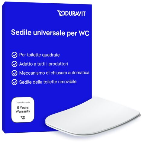 Duravit Sedile Univavo, sedile wc universale ovale, Sedile della toilette con doppio meccanismo a chiusura rallentata, tavoletta wc Sgancio rapido per una facile installazione, prodotto in UE, Bianco
