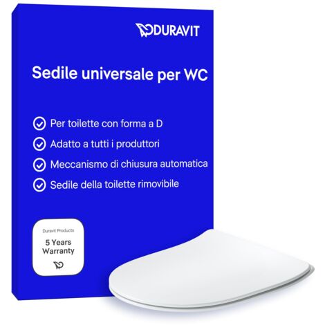 Duravit Sedile Univavo, sedile wc universale ovale, Sedile della toilette con doppio meccanismo a chiusura rallentata, tavoletta wc Sgancio rapido per una facile installazione, prodotto in UE, Bianco