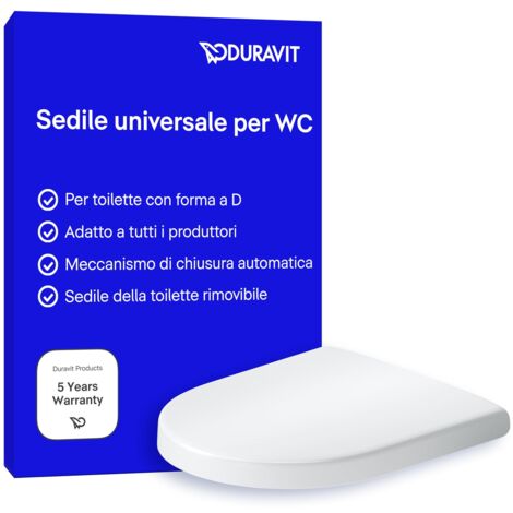 Duravit Sedile Univavo, sedile wc universale ovale, Sedile della toilette con doppio meccanismo a chiusura rallentata, tavoletta wc Sgancio rapido per una facile installazione, prodotto in UE, Bianco