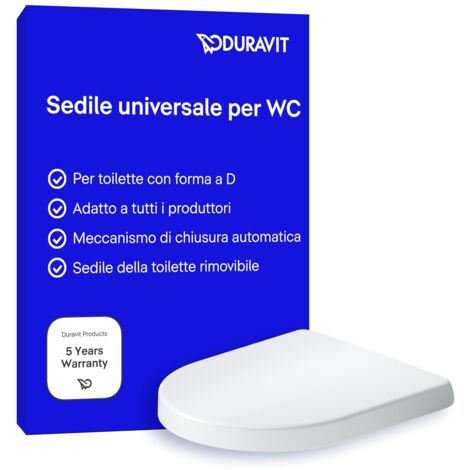 Duravit Sedile Univavo, sedile wc universale ovale, Sedile della toilette con doppio meccanismo a chiusura rallentata, tavoletta wc Sgancio rapido per una facile installazione, prodotto in UE, Bianco
