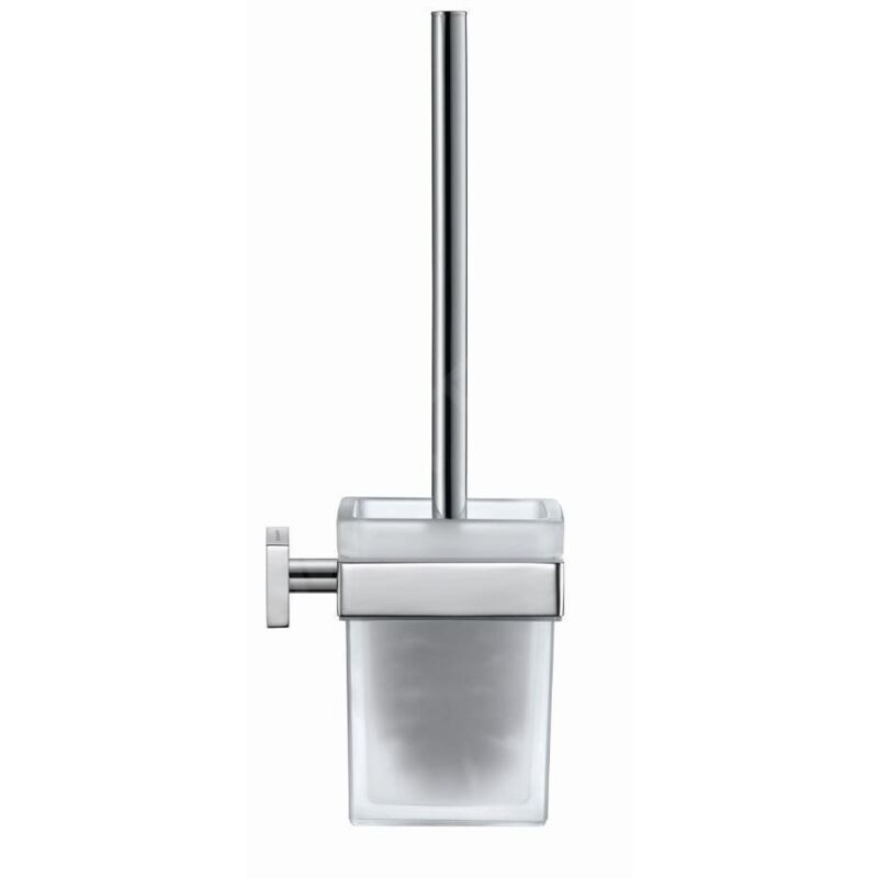 Duravit - Karree - Brosse de toilette avec support, chrome/verre dépoli 0099571000