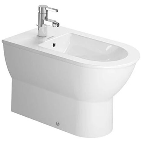 Duravit STARCK 2 bidet a pavimento monoforo, a filo parete, con troppopieno e bordo per rubinetteria, colore bianco 2255100000