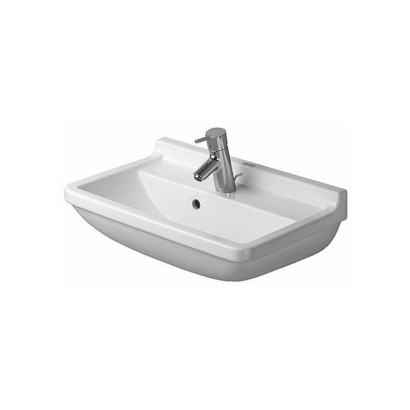 

STARCK 3 COMPACT lavabo con plato rebosadero 3 orificios para grifería 600x370mm blanco - Duravit