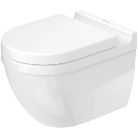 Duravit Starck 3 SET WC à suspension murale sans rebord (avec chasse d'eau) avec siège WC avec mécanisme de fermeture en douceur, blanc, Coloris: Blanc avec Wondergliss - 45270900A11
