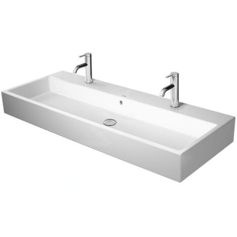 Duravit Vero Air - Double-lavabo 1200x470 mm, avec trop-plein, avec trou pour robinetterie, WonderGliss, blanc 23501200241