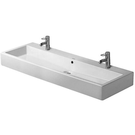 Duravit Vero - Doppelwaschbecken 120x47 cm, mit Überlauf, 2 Hahnlöchern, Alpinweiß 0454120024