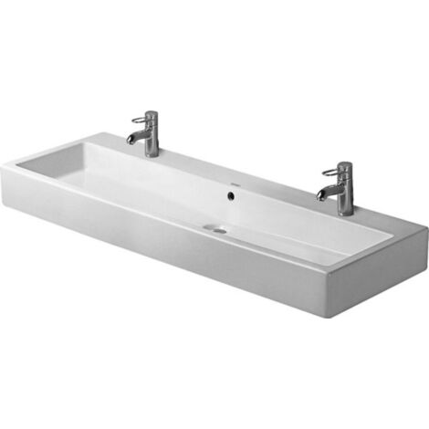 Duravit VERO lavabo con rebosadero plataforma 1200x470mm geschl 2 orificios para grifería blanco