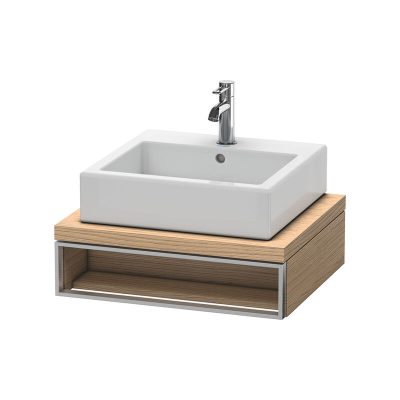 

Duravit Vero Unidad de lavabo para consola, 6540, 600 mm, 1 compartimento abierto incluyendo toallero, Color (frente/cuerpo): Decoración Roble