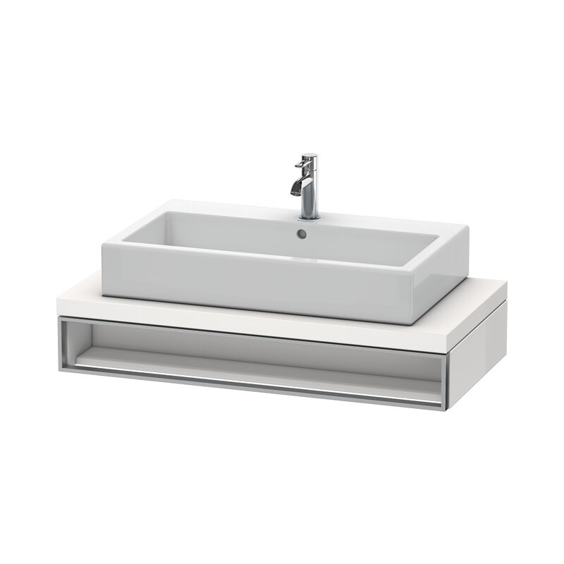 

Duravit Vero Unidad de lavabo para consola, 6542, 1000 mm, 1 compartimento abierto incluyendo toallero, Color (frente/cuerpo): Laca blanca de alto