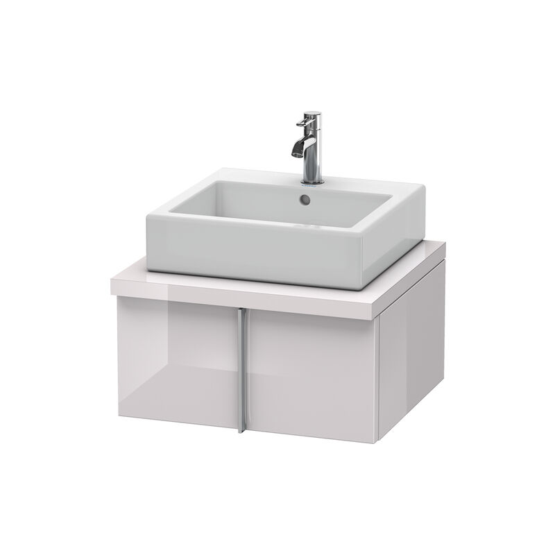 

Duravit Vero Vanity unit para consola, 6550, 1 alargadera, 600 mm, Color (frente/cuerpo): Laca blanca lila alto brillo - VE655002727