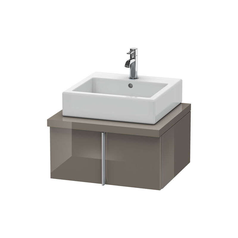 

Duravit Vero Vanity unit para consola, 6550, 1 alargadera, 600 mm, Color (frente/cuerpo): Laca de color gris franela de alto brillo - VE655008989