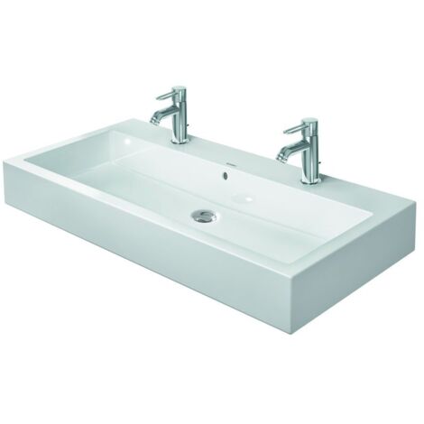 Duravit Vero Waschtisch 470x1000x175mm wandhängend, Weiß Hochglanz, Rechteckig, 2 WP mittig, 1 HL L, mit ÜL