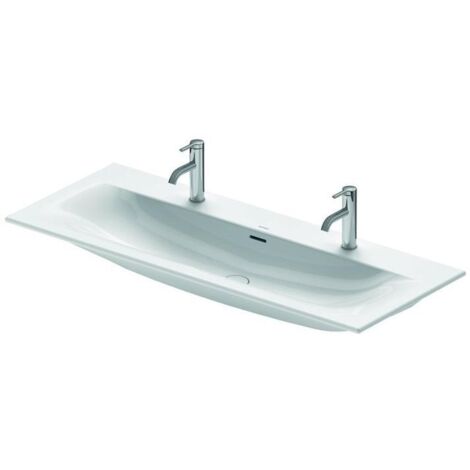 Duravit Viu - Doppelwaschtisch 123x49 cm, mit 2 Hahnlöcher, mit WonderGliss, Alpinweiß 23441200241
