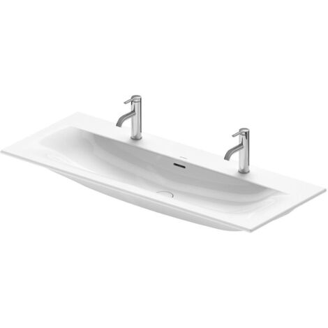 Duravit Viu - Lavabo double 123x49 cm, avec 2 trous pour robinet, avec WonderGliss, blanc alpin 23441200241