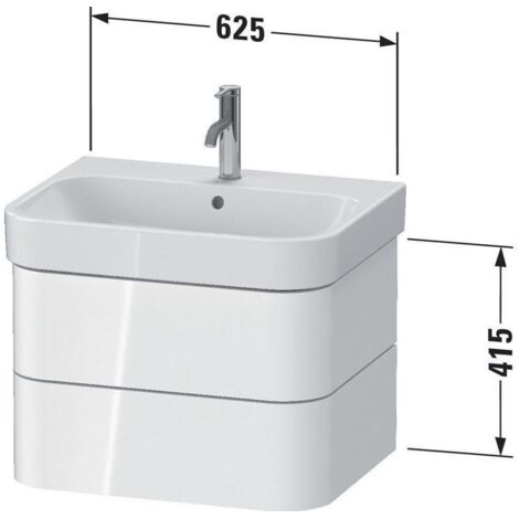 Duravit Waschtischunterschrank Happy D.2 Plus 62,5x49cm, weiß hochglanz, 2 Schubkästen
