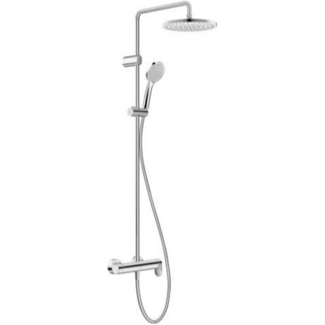 Duravit Wave - Duschset mit Armatur, Durchmesser 25 cm, 3 Strahlarten, Chrom WA4280007010