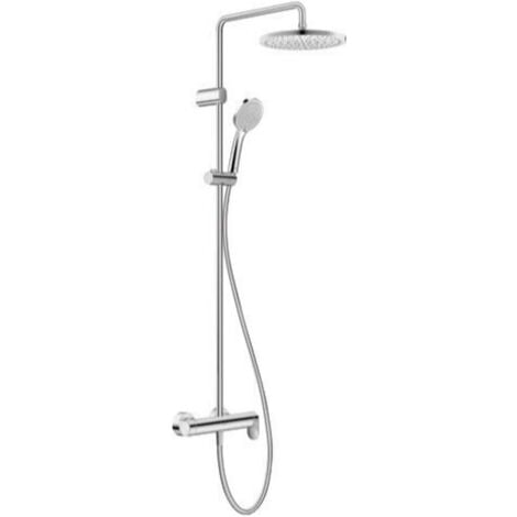 Duravit Wave - Duschset mit Armatur, Durchmesser 25 cm, 3 Strahlarten, Chrom WA4280007010