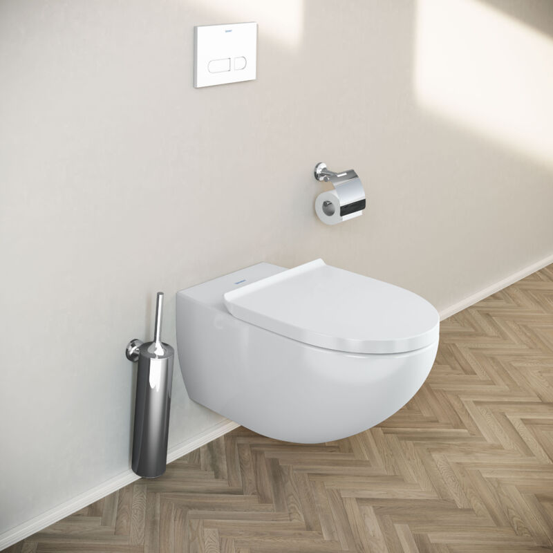 Wc suspendu Blanc brillant Toilettes suspendues sans rebord avec abattant fermeture en douceur - 37,2x32x57,5cm - DuraVento Blanc brillant - Duravit