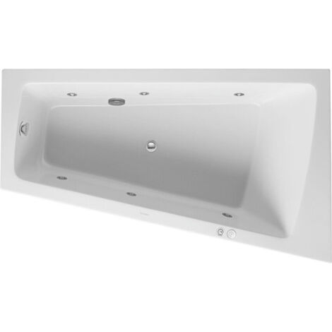 Duravit Whirlpool Paiova 1700x1000mm una parte posterior derecha inclinada, panel frontal de acrílico moldeado, marco, desagüe y rebosadero, sistema de chorro - 760265000JS1000