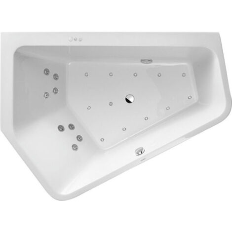 Duravit Whirlpool Paiova 5 1900x1400mm versión empotrada esquina izquierda, dos pendientes traseras diferentes, marco, desagüe y rebosadero, Combi-System P - 760392000CP1000