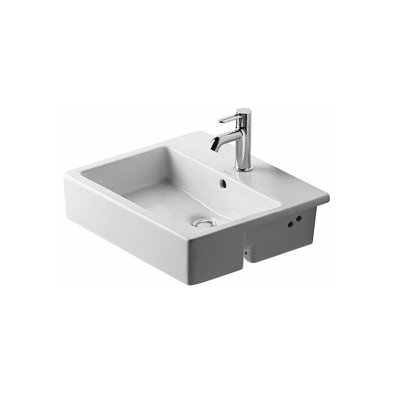 

WT VERO lavabo semiencastrado con plataforma para grifo rebosadero 550x470mm 3 orificios para grifería blanco - Duravit