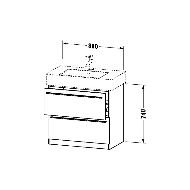 

Duravit X-Large Waschtischunterschrank stehend 6563, 2 Auszüge, 800mm für Vero 032985 (ungeschliffen), Color (frente/cuerpo): Laca negra de alto