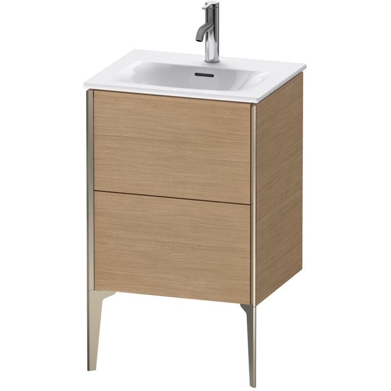 

Duravit XViu 4069 Mueble tocador vertical, 2 cajones, para lavabo Viu 234453, 510x420 mm, Color (frente/cuerpo): champán mate/roble europeo