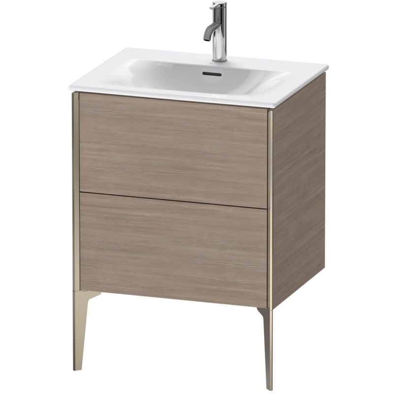 

Duravit XViu 4300 Mueble bajo lavabo vertical, 2 cajones, para lavabo Viu 234463, 610x480 mm, Color (frente/cuerpo): champagne plata mate/pino