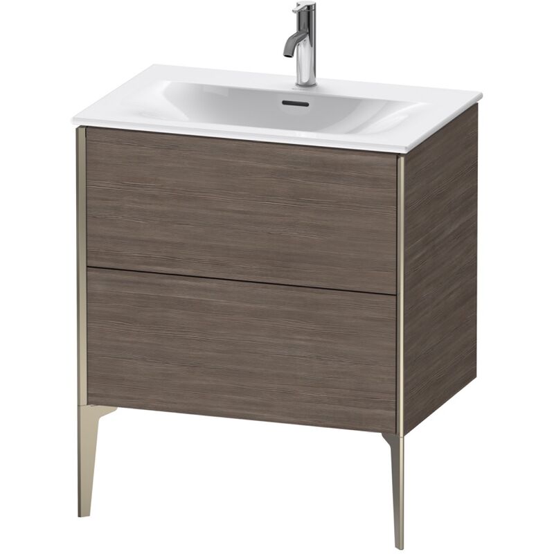 

Duravit XViu 4301 Mueble tocador vertical, 2 cajones, para lavabo Viu 234473, 710x480 mm, Color (frente/cuerpo): champán mate/pino terra - XV43010B151