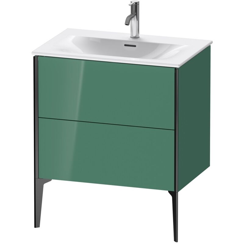 

Duravit XViu 4301 Mueble tocador vertical, 2 cajones, para lavabo Viu 234473, 710x480 mm, Color (frente/cuerpo): negro mate/jade alto brillo