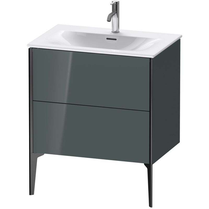 

Duravit XViu 4301 Mueble tocador vertical, 2 cajones, para lavabo Viu 234473, 710x480 mm, Color (frente/cuerpo): negro mate/dolomiti gris hgl