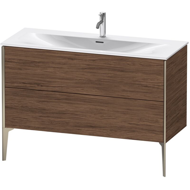 

Duravit XViu 4304 Mueble bajo lavabo vertical, 2 cajones, para lavabo Viu 234412, 1210x480 mm, Color (frente/cuerpo): champán mate/nogal oscuro