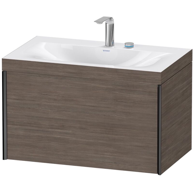 

Duravit XViu 4610 Lavamanos c-bonded, con 2 agujeros para grifos, con base colgante, 1 extraíble, 800x480, Color (frente/cuerpo): negro mate/plata