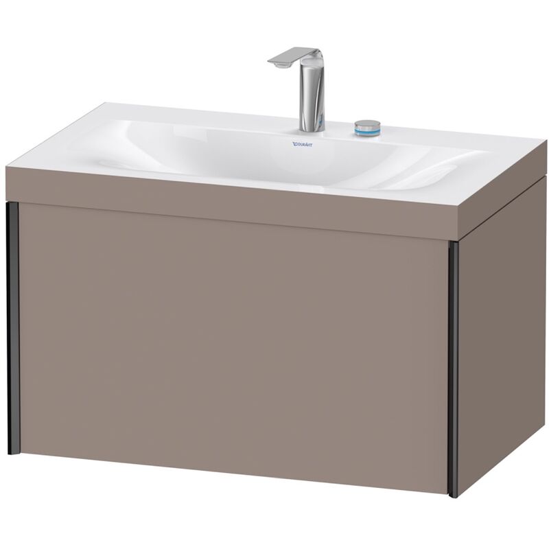 

Duravit XViu 4610 Lavamanos c-bonded, con 2 agujeros para grifos, con base colgante, 1 extraíble, 800x480, Color (frente/cuerpo): negro mate/basalto