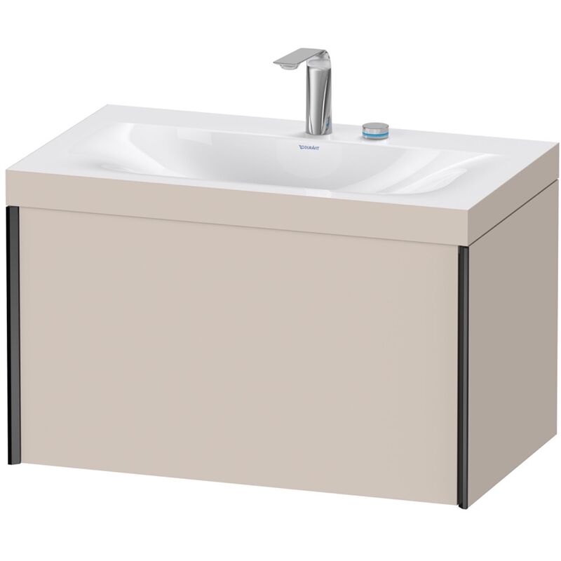 

Duravit XViu 4610 Lavamanos c-bonded, con 2 agujeros para grifos, con base colgante, 1 extraíble, 800x480, Color (frente/cuerpo): negro mate/taupe