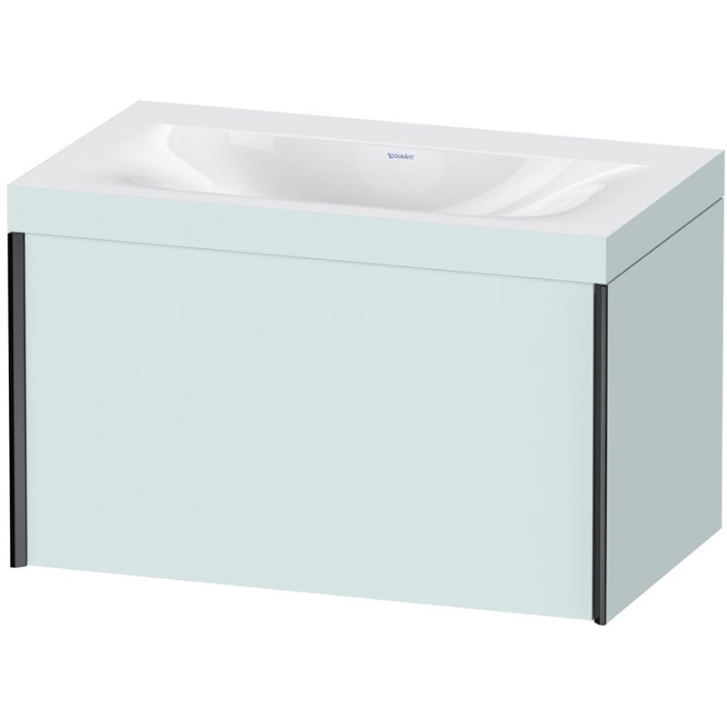 

Duravit XViu 4610 Lavamanos c-bonded, sin agujero para grifo, con base colgante, 1 extraíble, 800x480, Color (frente/cuerpo): negro mate / azul claro