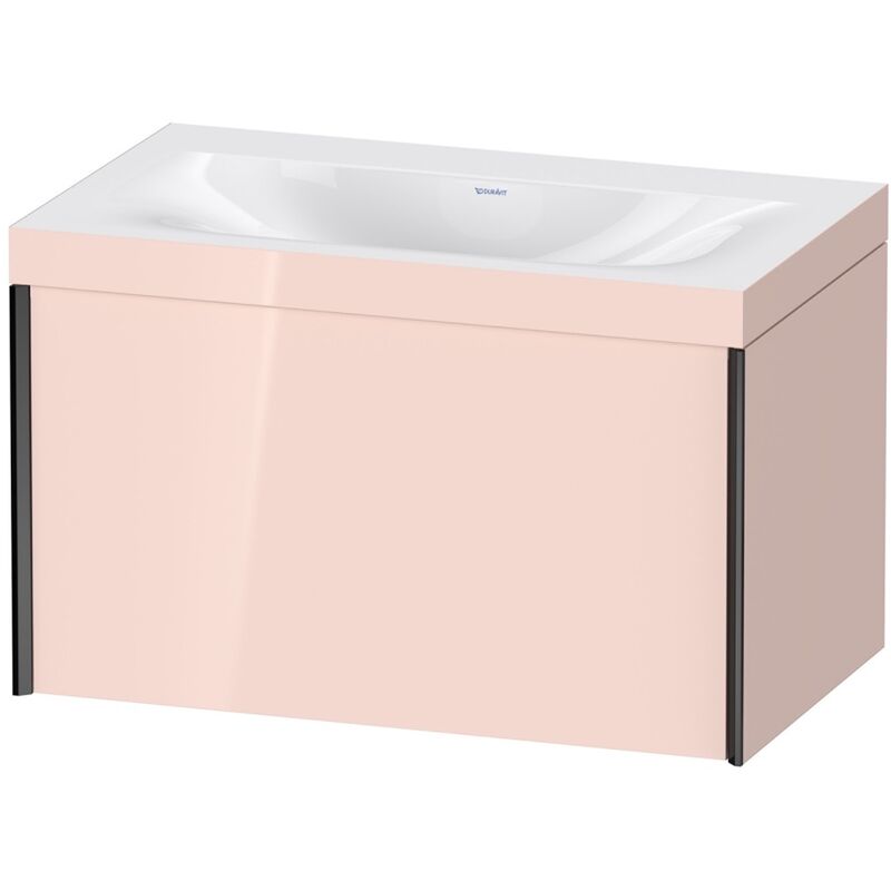 

Duravit XViu 4610 Lavamanos c-bonded, sin agujero para grifo, con base colgante, 1 extraíble, 800x480, Color (frente/cuerpo): negro mate/perla de