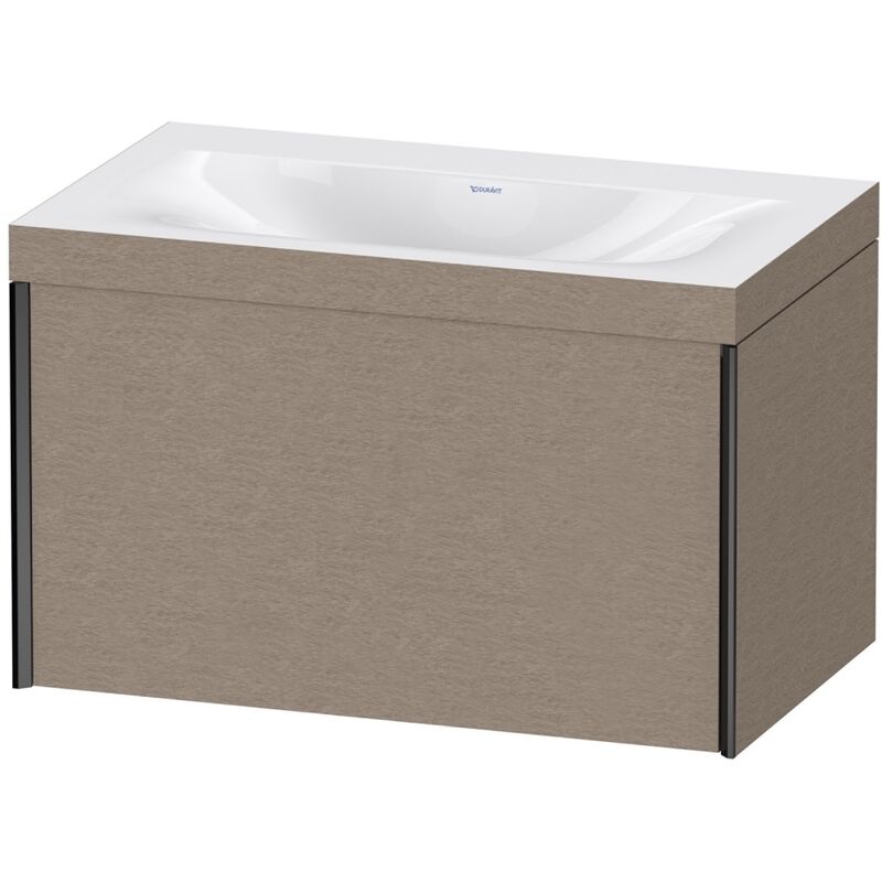 

Duravit XViu 4610 Lavamanos c-bonded, sin agujero para grifo, con base colgante, 1 extraíble, 800x480, Color (frente/cuerpo): negro mate/lino