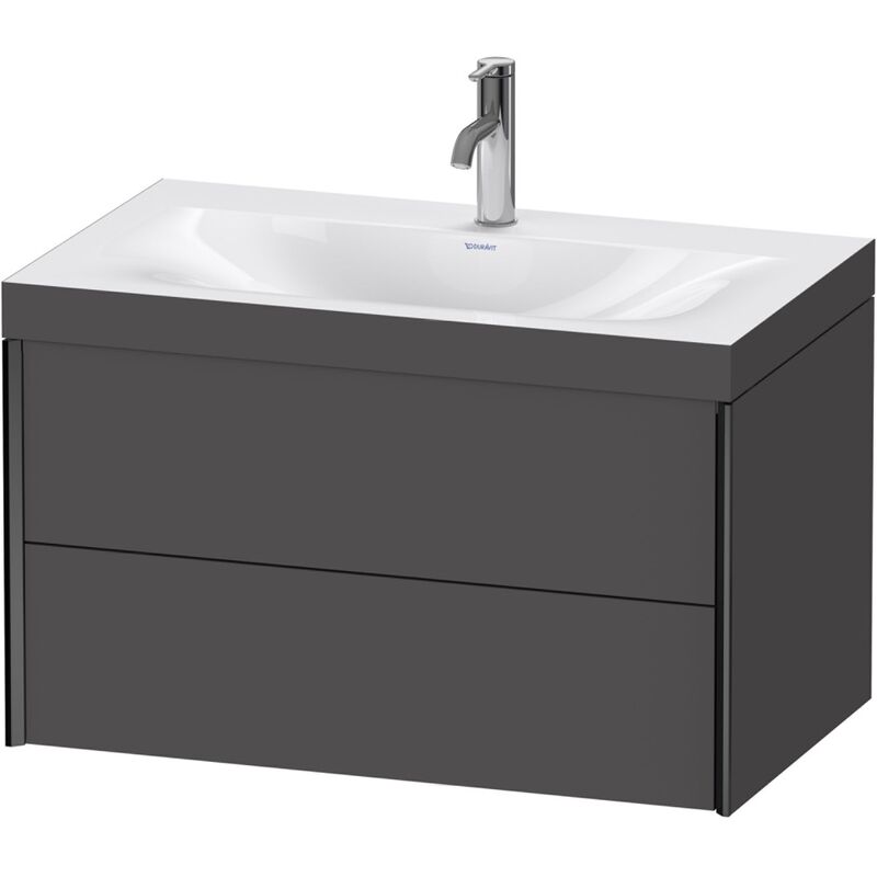 

Duravit XViu 4615 Lavamanos c-bonded, con 1 agujero para grifo, con base colgante, 2 cajones, 800x480, Color (frente/cuerpo): negro mate/grafito mate