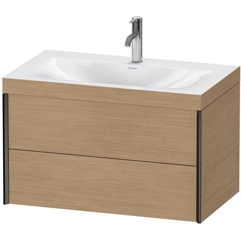 

Duravit XViu 4615 Lavamanos c-bonded, con 1 agujero para grifo, con base colgante, 2 cajones, 800x480, Color (frente/cuerpo): negro mate/pino terra