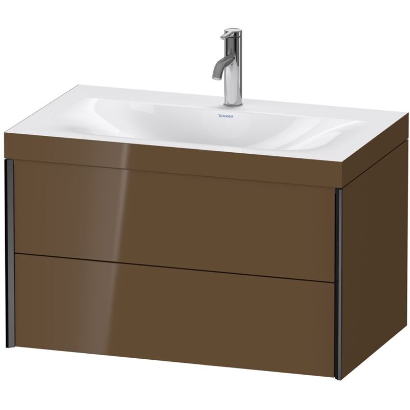 

Duravit XViu 4615 Lavamanos c-bonded, con 1 agujero para grifo, con base colgante, 2 cajones, 800x480, Color (frente/cuerpo): negro mate/marrón oliva