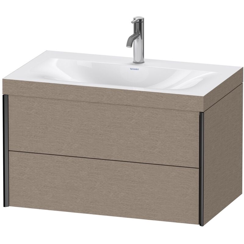 

Duravit XViu 4615 Lavamanos c-bonded, con 1 agujero para grifo, con base colgante, 2 cajones, 800x480, Color (frente/cuerpo): negro mate/lino